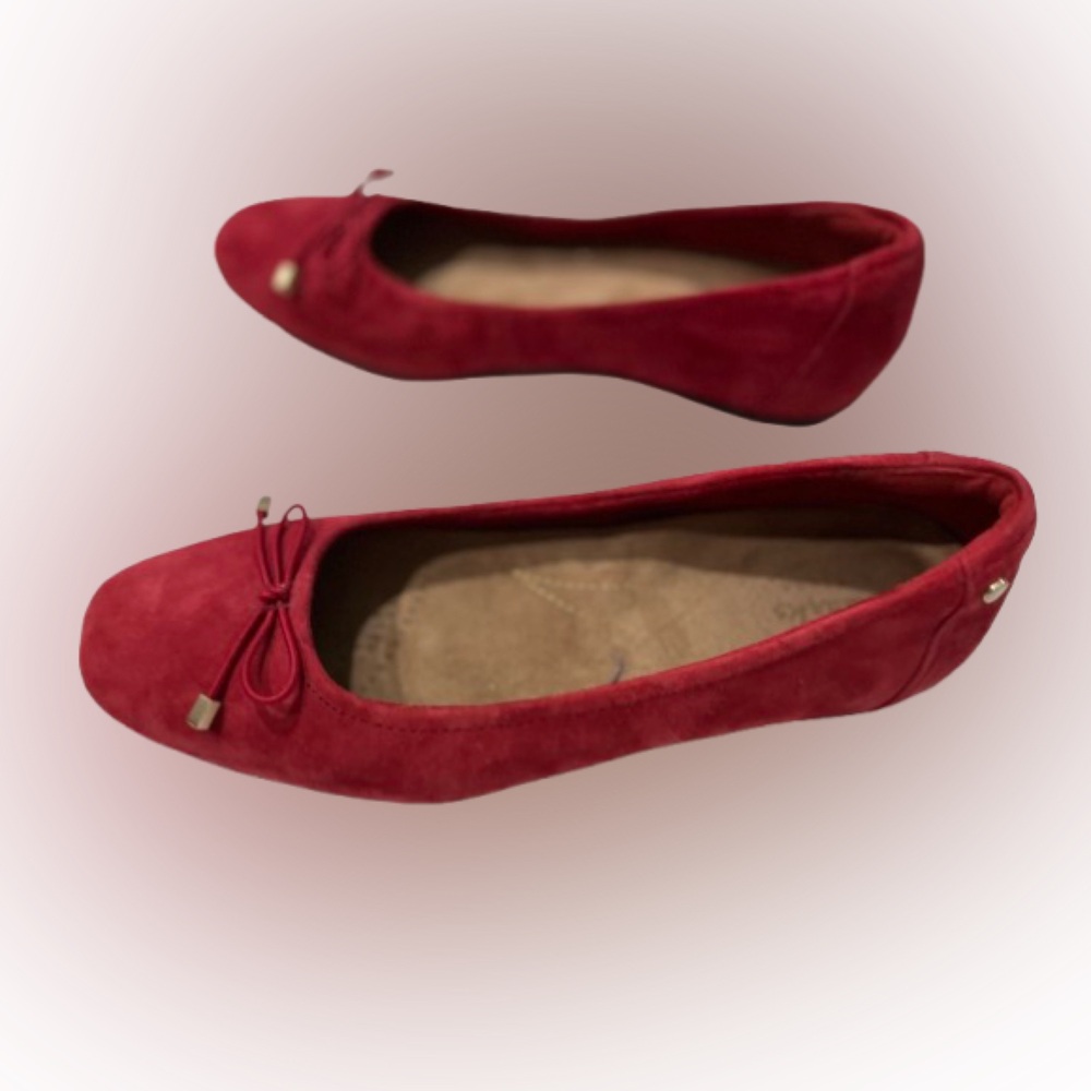 Clarks Red Women's Suede Ballet Flats Size 6